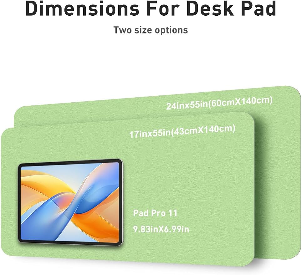 Aothia Faux Leather Desk Mat - Non-Slip PU Leather Desk Blotter, Waterproof Writing Surface, Large Desk Pad for Office & Home (Foam Green, 55" x 24")