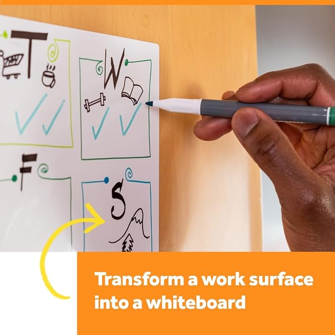 Post-it Dry Erase Whiteboard Film Surface for Walls, Doors, Tables, Chalkboards, Whiteboards, and More, Removable, Stain-Proof, Easy Installation, 3 x 2 ft Roll (DEF3x2)
