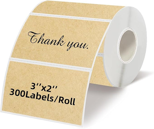 Starboling 3" x 2" Thermal Labels,Self-Adhesive Rectangle Thermal Printer Sticker,for Price,Barcode,Mailing,Name（Kraft）