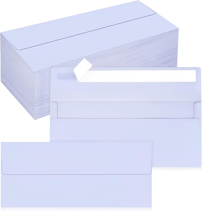 200 Pack #10 Lavender Envelopes Letter Size Self Seal Business Envelopes | Security Mailing Envelopes, 4 1/8 x 9 1/2 Inches