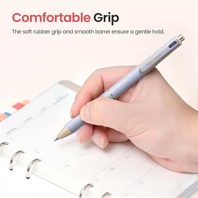 Taja Gel Pens, 6 Pcs Quick Dry Color Ink Pens, 0.5mm Fine Point, Pastel | Retractable Pens with Soft Grip, Smooth Writing for Journaling and Note Taking, Cute Aesthetic Design for Women & Men