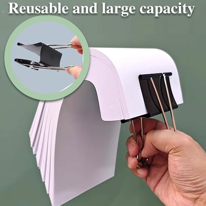 3 Inch Jumbo Binder Clips(24 Pack), Extra Large Binder Clips, Black | Heavy Duty Paper Clamps for Office and Home Supplies