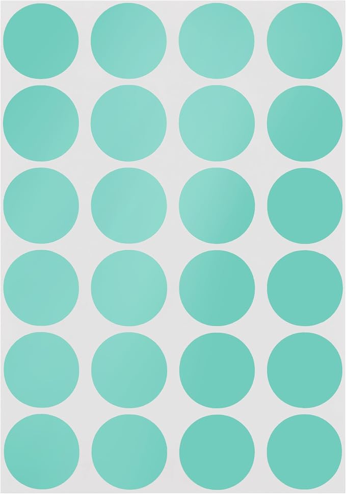 Aqua Dot Stickers, 3/4 Inch, 1008/Pack | Semi-Gloss Paper Circle Labels for Offices, Retail, Classrooms, and Warehouses. Made in USA