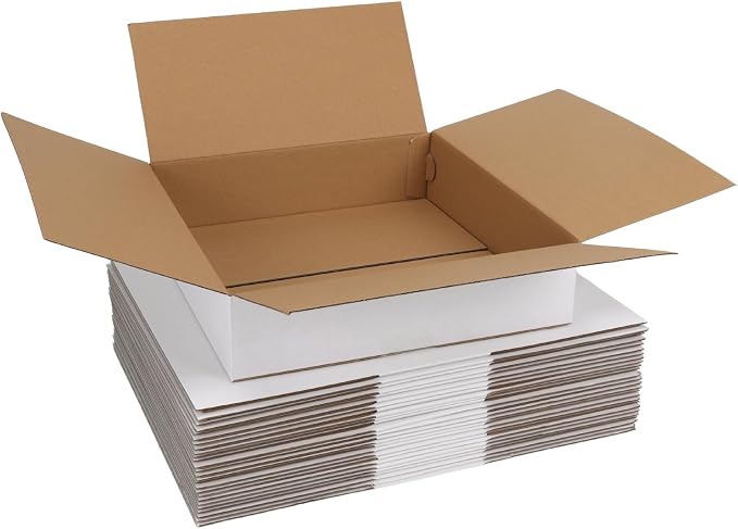 WIFTREY 12x12x3 inches White Shipping Boxes Pack of 15, Corrugated Cardboard Boxes 12 x 12 x 3 for Packaging Small Business, Moving, Mailing