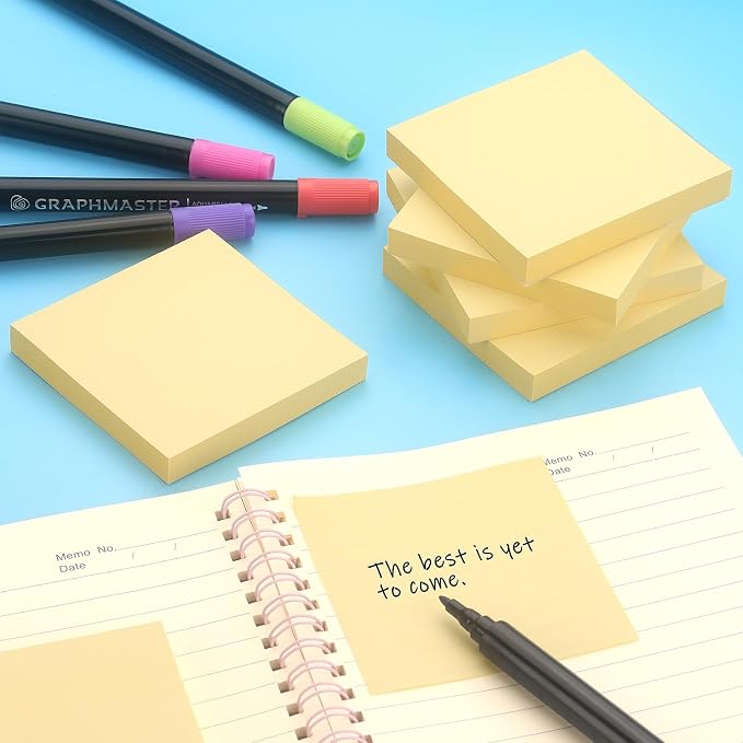 Early Buy Sticky Notes 3x3 Self-Stick Notes Yellow Color 6 Pads, 100 Sheets/Pad (Yellow)