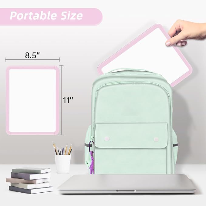 VUSIGN Small White Board Dry Erase, 8.5'' x 11'' Magnetic Dry Erase Board, Mini Whiteboard with Markers for Students, Fridge, Wall, Locker, Pink (Pack of 3)