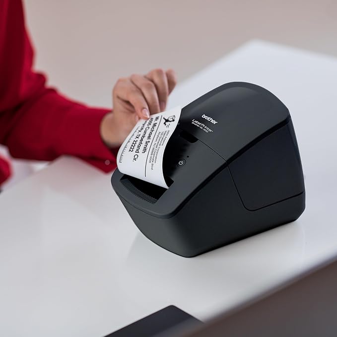 Brother QL-600 Desktop Monochrome Label Printer, up to 2.4" Label Width, No Ink Required, uses Genuine DK Drop-in Rolls for Fast Labeling and Easy Integration with Microsoft Applications