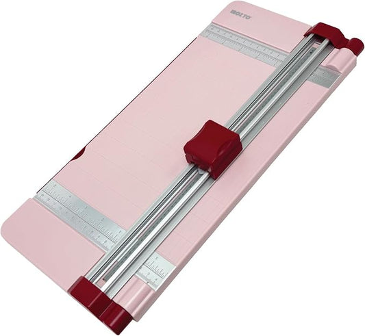12" Portable Paper Cutter with Safety Guard for Precise Trimming of A4 Paper, cardstock & Photos. Ideal for Scrapbooking & Invitations. (Pink)