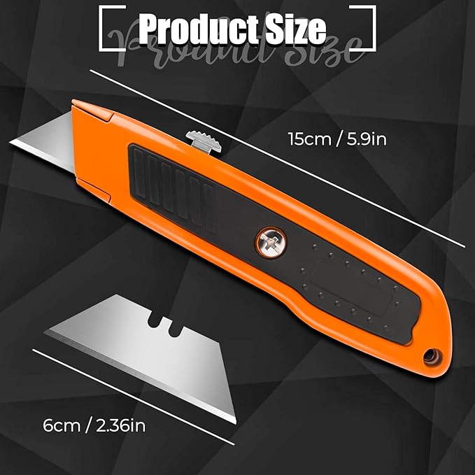 2 Pack Retractable Box Cutter, Heavy Duty Utility Knife with 10 SK5 Blades and Safety Lock, Portable Razor Knife for Home and Office