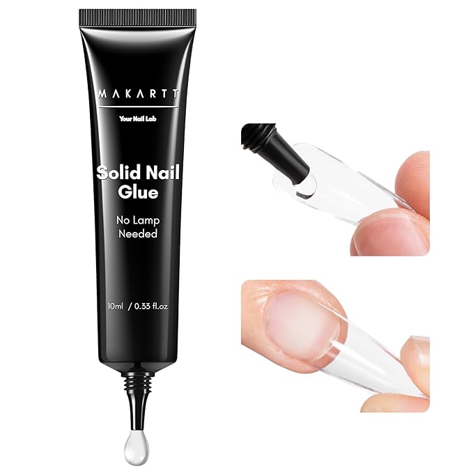 Makartt Hema-Free Semi Solid Nail Glue for Press On Nails, 20s Air Dry No UV Lamp, Super Strong 4+ Weeks Hold, Bubble Free Nail Adhesive for Acrylic Tips DIY Nail Art for Beginners & Salon Nail Techs