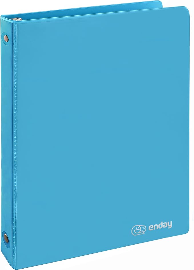 Enday 1/2 Inch Binder, Blue 3 Ring Binder, 0.5 Inch Heavy Duty Three Ring Binder, 100 Sheets Capacity - for Home School and Office