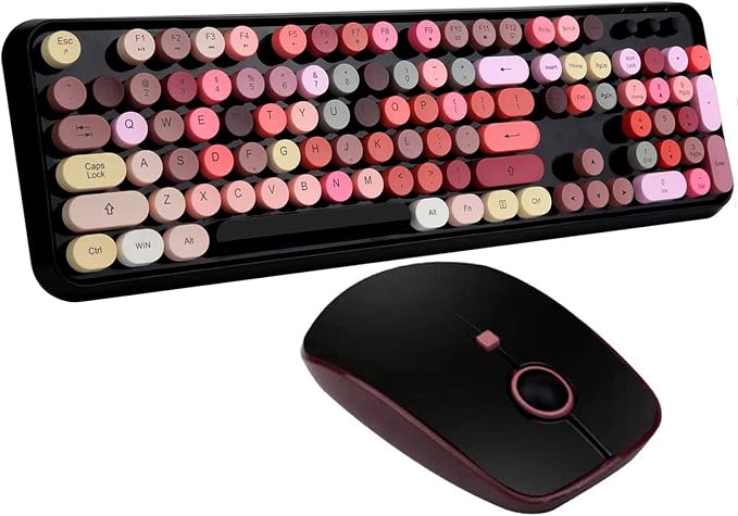 Keyboard and Mouse Sets, Wireless, Reliable 2.4 GHz Connectivity for PC,Laptop,Smart TV and More (Black Colorful)