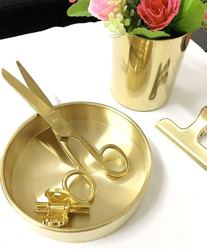 MultiBey Gold Scissors 7" Tailor Fabric Paper Cutting Tools | Craft Scissors Shears | Heavy Duty Copper Straight Recycled | Home Office Scissors Cutter