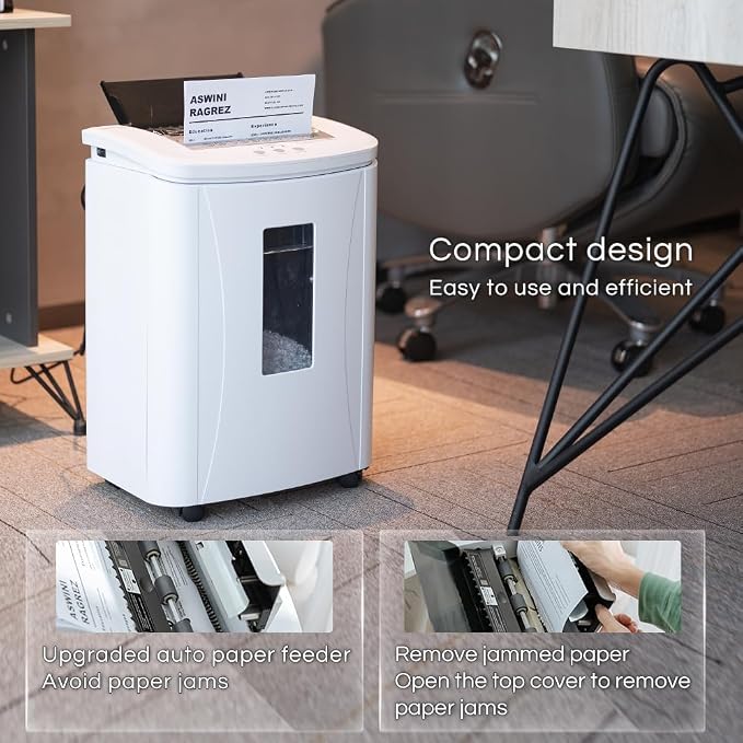 150-Sheet Auto Feed Paper Shredder for Home Office | High Security Micro Cut Shredders/30 Min Commercial Heavy Duty Shredder with 4 Casters/ P4 Security Level & 6.6 Gallon Bin
