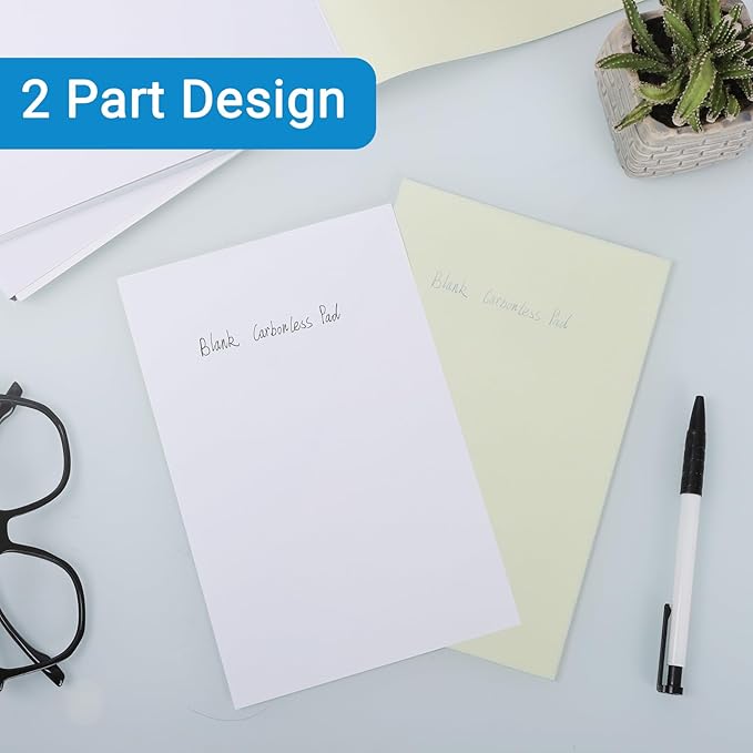 150 Sets 5.5X8.5 Inches Blank Carbonless Notepad, 2-Part Blank Carbonless Lab Notebook, Carbon Duplicate Copy Paper (50 Sets each Pad, 3 Pads)