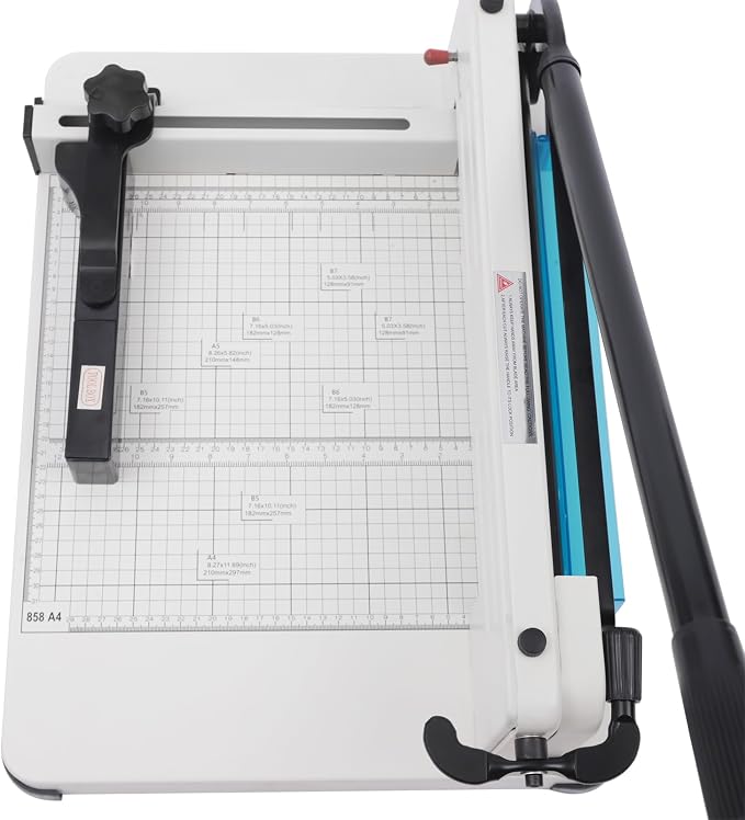 Heavy Duty Guillotine Paper Cutter, 400 Sheets Cutting Capacity 12" Professional Paper Trimmer with Scale Panel & Safety Lock, Metal Base Industrial Commercial Trimmer for Office School Printing Shop