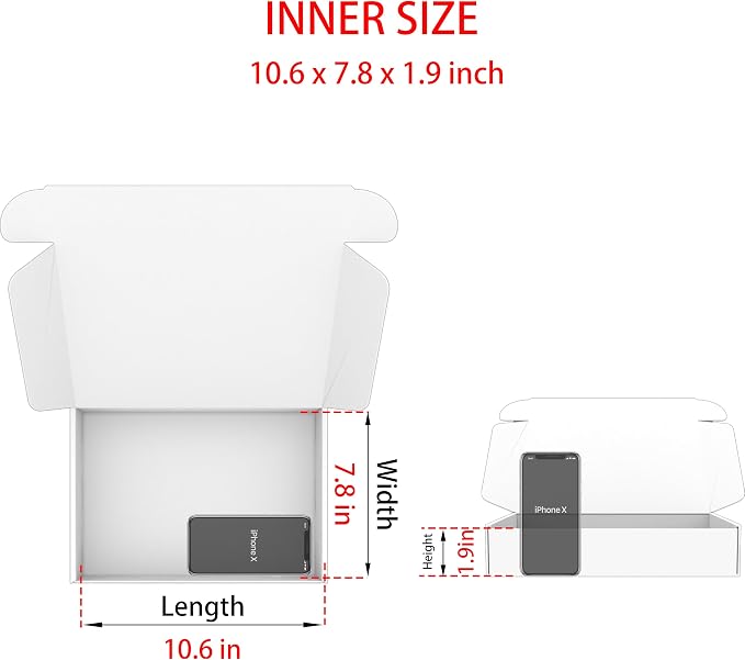 11x8x2 Shipping Boxes White Mailer Corrugated Cardboard Box Set of 30 | for Packaging, Literature, Packing, Mailing, Storage, Small Business, Moving, Gift, Supplies, Quick Fold, Tab Locking
