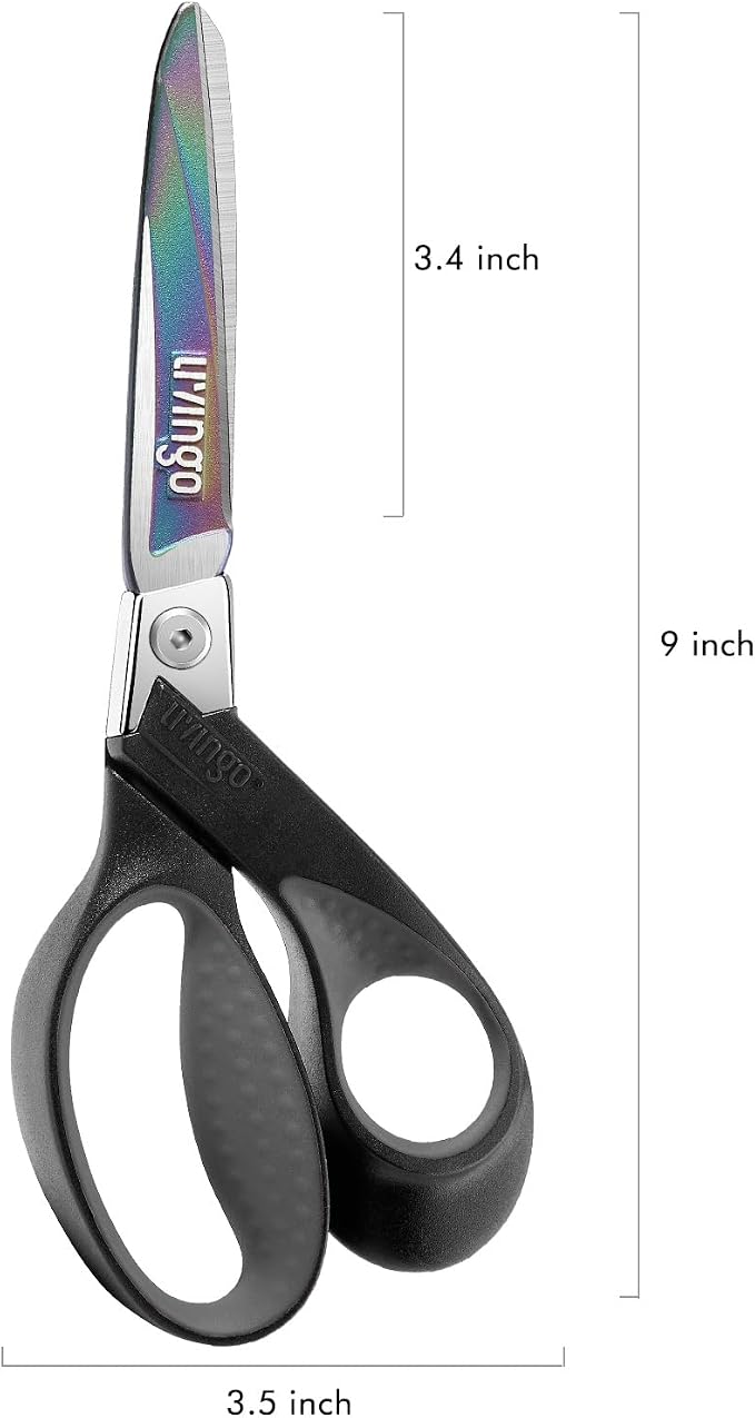 LIVINGO 9" Heavy Duty all Purpose Stainless Steel Scissors, (Grey/Black) | Titanium Coated Industrial Multipurpose Sharp Forged Professional Shears for Sewing, Carpet, Craft, Home Office & Outdoor Use