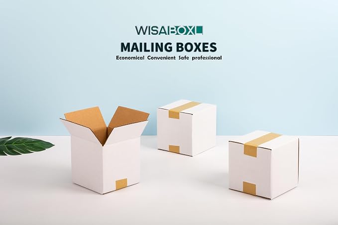 7x7x7 inch Shipping Box for Coffee Mug, Candle, Craft, 25 Pack | White 7 x 7 Small Cardboard Box for Business Mailing, Packing, Moving, Storage, with Fragile Stickers