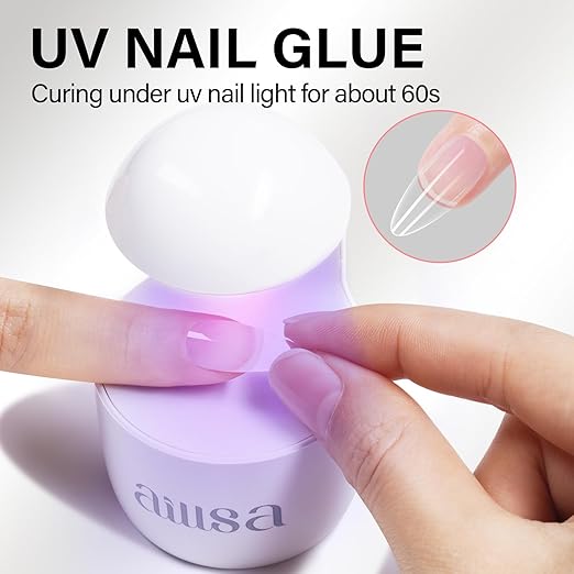AILLSA Gel Nail Glue for Nails Tips, Solid Super Strong Gel Glues 15g Professional Fake Acrylic Soft Nails Glue U V Lamp Curing Needed - Long Lasting