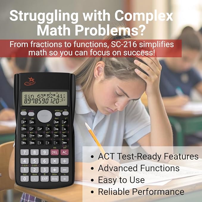 2-Pack SC-216 Non-Graphing Scientific Calculator, Middle/High School
