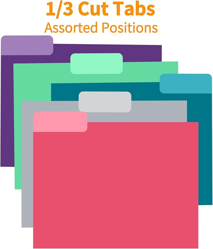 150 Packs Purple File Folder,Paper File Folders Letter Size,1/3-Cut Tabs,8.5x11 Inch File Folders for Office Filing,School Projects and Home,Organizer Documents