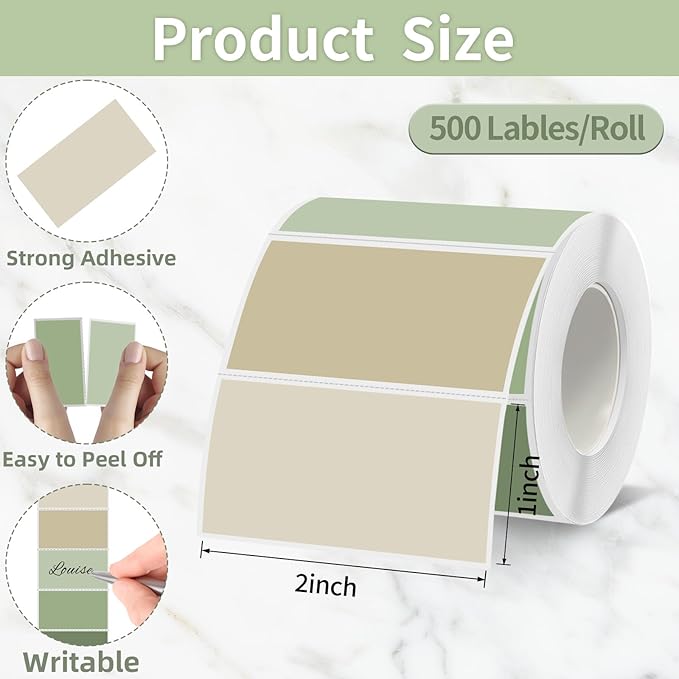 Starboling 2x1 Thermal Labels,Address Barcode Self-Adhesive Thermal Printer Stickers for Logo Design,Name/Price Tag,Address（Green Gradient）