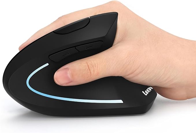 Lekvey Ergonomic Mouse, Rechargeable Vertical Wireless Mouse, Comfort Grip | Long Battery Life, USB-C Charging, Quiet Click, Carpal Tunnel Support, 2.4G Wireless, 3DPI 800/1200/1600, for Laptop, Mac, PC