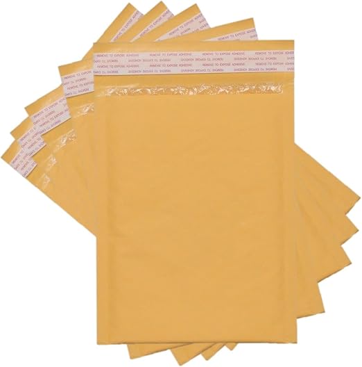 SALES4LESS - Kraft Bubble Mailers, Self-Seal, Waterproof & Cushioned Padded Envelopes for Shipping, 10.5 x 16 in (Gold), 10 Count (Pack of 10)