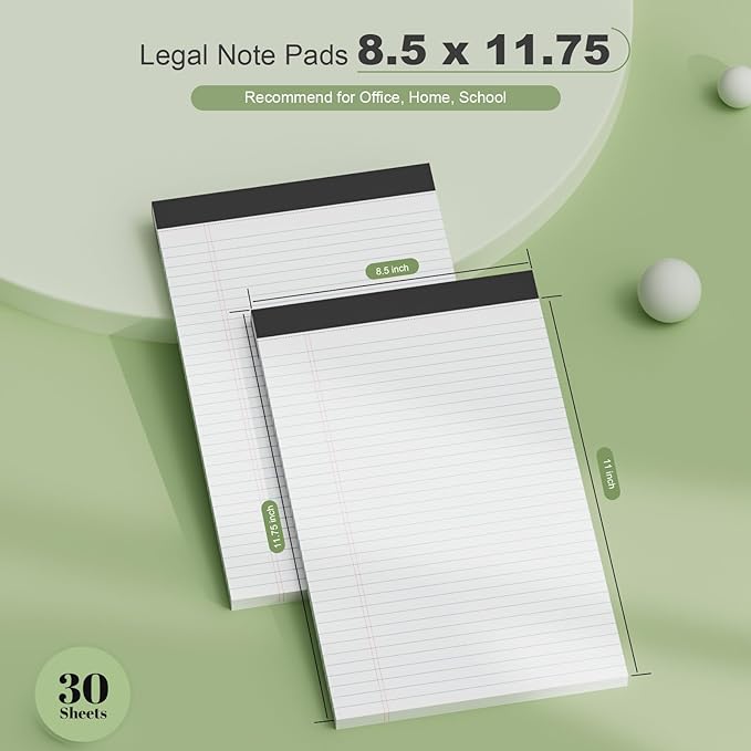 Legal Pads 8.5 x 11 Notepad, 2 Pack White Note Pads 8.5'' x 11'' for Work | Double-Side Printed Lined Paper Pads 8.5 x 11 College Ruled White Notepads 30 Sheets Per Writing Pad for School, Home, Office