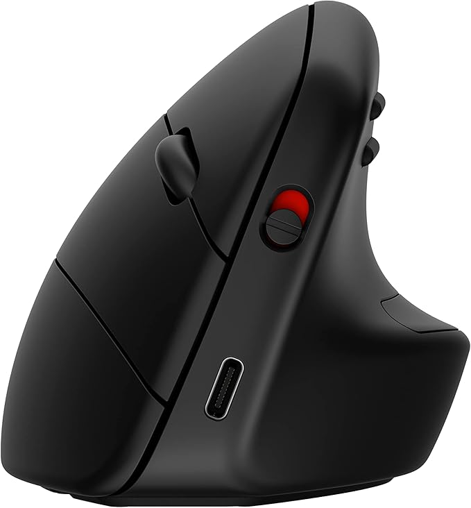 HP 920 Ergonomic Vertical Mouse Wireless Bluetooth 5.3 & USB Dongle, 5 Programmable Buttons, 16 Week Battery, Multi-Device, Multi-OS
