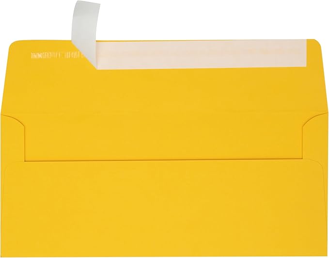 LUXPaper #10 Business Envelopes | Peel & Press | 4 1/8" x 9 1/2" | Sunflower Yellow | 80lb. Text | 50 Qty