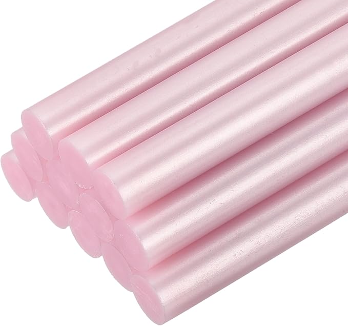 uxcell 12pcs Mini Hot Glue Sticks for Glue Gun 7/16 x 4 Inch Large Glue Sticks, 11 x 100mm Metallic Pink