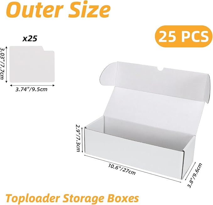 Bulk 900 Capacity Trading Cards Storage Box, in Total 25 Pack All White Cardboard Shipping Boxes for 22500 Count 12pt 2.5x3.5 inch Cards or Sleeved Cards