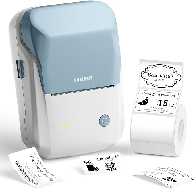 NIIMBOT B1 Label Maker,2 Inch Bluetooth Thermal Label Printer,Sky Blue | Labeling for Home Office School Small Business, Crafts, Retail,Support Smartphones & PC,Come With 1 Roll 50*30mm Tape