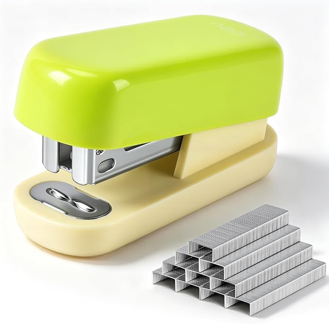 Deli Mini Stapler with 830 Staples, Small Cute Desk Staplers, 25 Sheet Capacity, Green