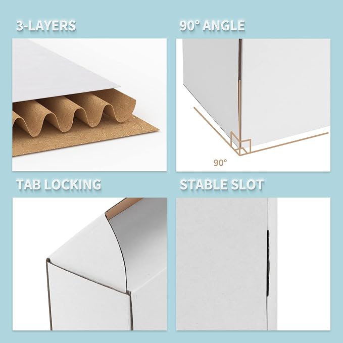 WIFTREY 9x6x3 White Shipping Boxes 25 Pack for Small Business, Small Corrugated Cardboard Mailer Boxes for Mailing, Packing