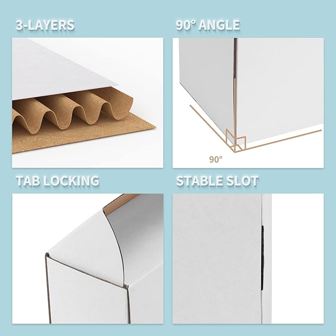 WIFTREY 8x6x4 Small Shipping Boxes 25 Pack for Mailing,Packing, White Corrugated Cardboard Boxes for Small Business