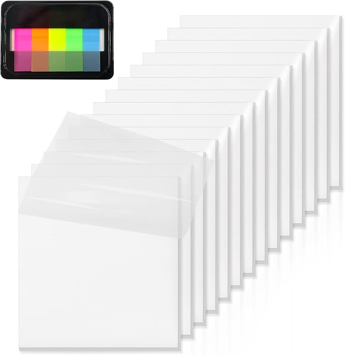 ‎SYMDROMIA Transparent Sticky Notes, 3"x3" Clear Post Translucent Sticky Notes with See Through Self-Adhesive Sticky Pads for Office School College Supplies, 800 Sheets White | Clear Translucent Self-Adhesive Sticky Notes for Back to School & Office Su...