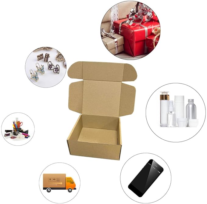 7x6x3 inch Shipping Boxes Pack of 25, Brown Corrugated Cardboard Mailer Box | Kraft Mailer Box for Packaging and Shipping Small Business, DIY Cardboard Mailing Box for Birthday Wedding Party Gift Giving