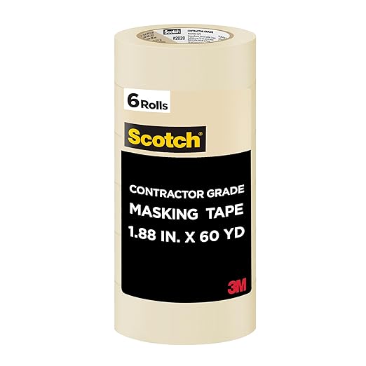Scotch Painter's Tape Contractor Grade Masking Tape, (6 Rolls per Pack/6 Pack), 1.88 in x 60.1 yd, Holds to Surfaces for Up to 3 Days, Interior & Exterior Use (2020-48TP6) 36 Count