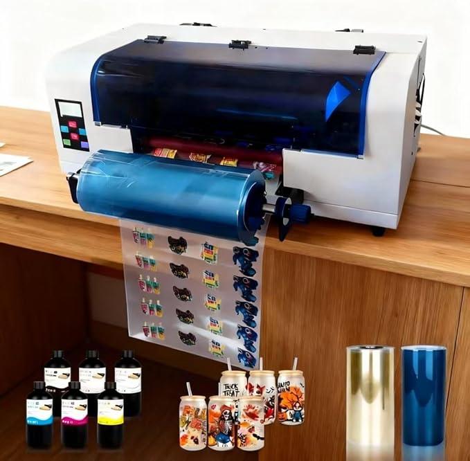 A3+ UV DTF Printer UV Sticker Printer Automatic Laminating Automatic Cleaning Come with 6x500ml Bottles Ink and A/B Film Rolls