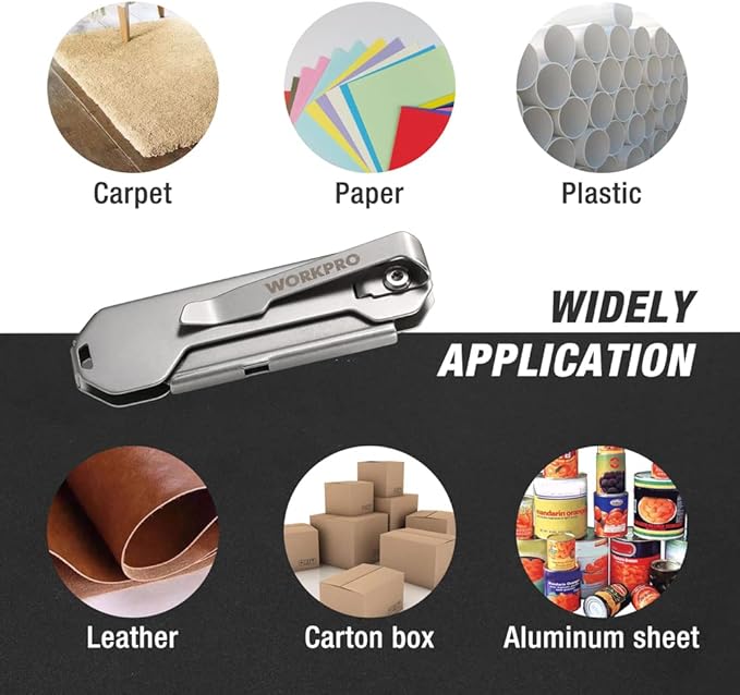 WORKPRO EDC Folding Utility Knife, Mini Box Cutter with Quick Open Axis Lock, Quick Change Blade Razor Knife, Foldable Small Pocket Knife with Belt Clip
