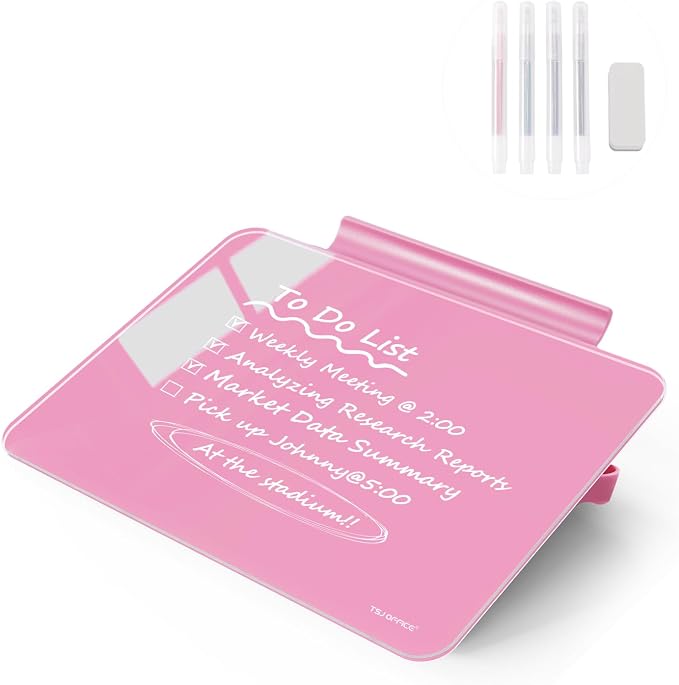 Small Desktop Whiteboard - Glass Dry Erase Board 8 X 6 Inches Tabletop Easel Whiteboard with Stand, Desk Board Buddy for Artist, Teacher and Student