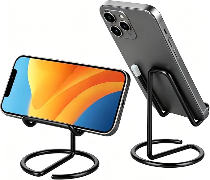 gianotter Black Phone Stand | Black Desk Organizer and Accessories, Phone Holder for Desk, Compatible with All Mobile Phones, iPhones and iPads (Black)