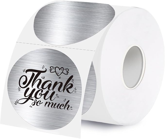 2 Inch Holographic Thermal Labels,Silver Round Thermal Printer Labels,Printable Round Thermal Printer Labels Self-Adhesive Direct Thermal Label(300pcs Brushed Silver)