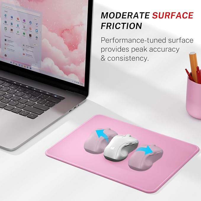 MROCO Mouse Pad [30% Larger] with Anti-Fray Stitched Edges, Premium-Textured Waterproof Surface, Non-Slip Rubber Base, Computer & Gaming Mouse Mat for Laptop, Office & Home, 8.5 x 11 in, Pale Pink