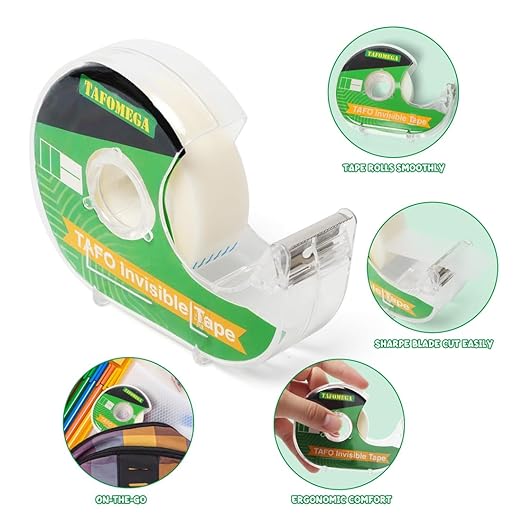 Invisible Clear Tape Bulk Rolls,12 Packs Gift Wrapping Tape for School Office Craft Job with Dispenser Frosted Writable-7/10 X 1000 Inches