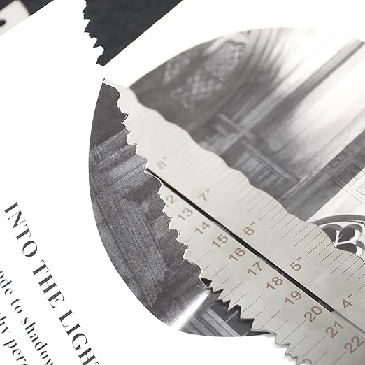 Stainless Steel Metal Paper Tearing Ruler for Cutting Paper to Irregular Edges 12'' Measuring Tool for School Office Architect and Drawing