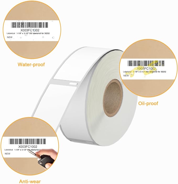 (4200 Labels/12 Rolls) Labelebal 12 Rolls Compatible with DYMO 30252,1-1/8" x 3-1/2"(28mm x 89mm) Direct Thermal Labels,Shipping Replacement Labels Compatible for DYMO LabelWriter Printer